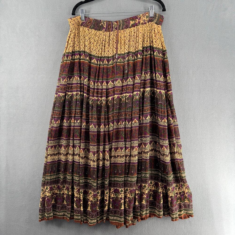 Leena Studio New York Witchy Hippie Bohemian Skirt Womens OS Maroon Tan Festival